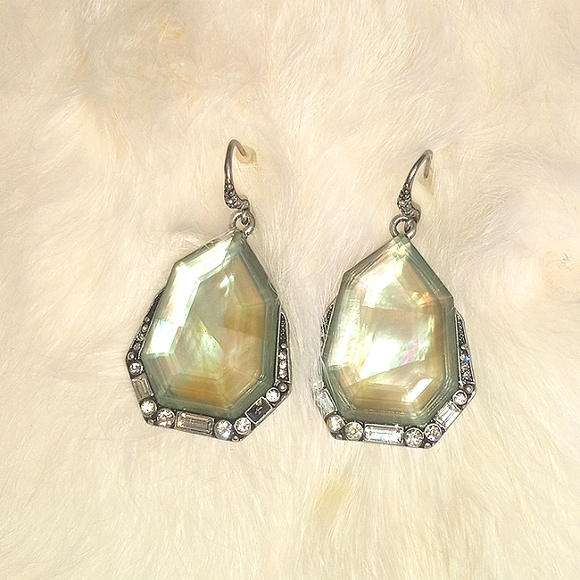 Chloe+Isabel Drop Earrings Northern Lights Blue Mother of Pearl Abalone Rhodium - Picture 3 of 5
